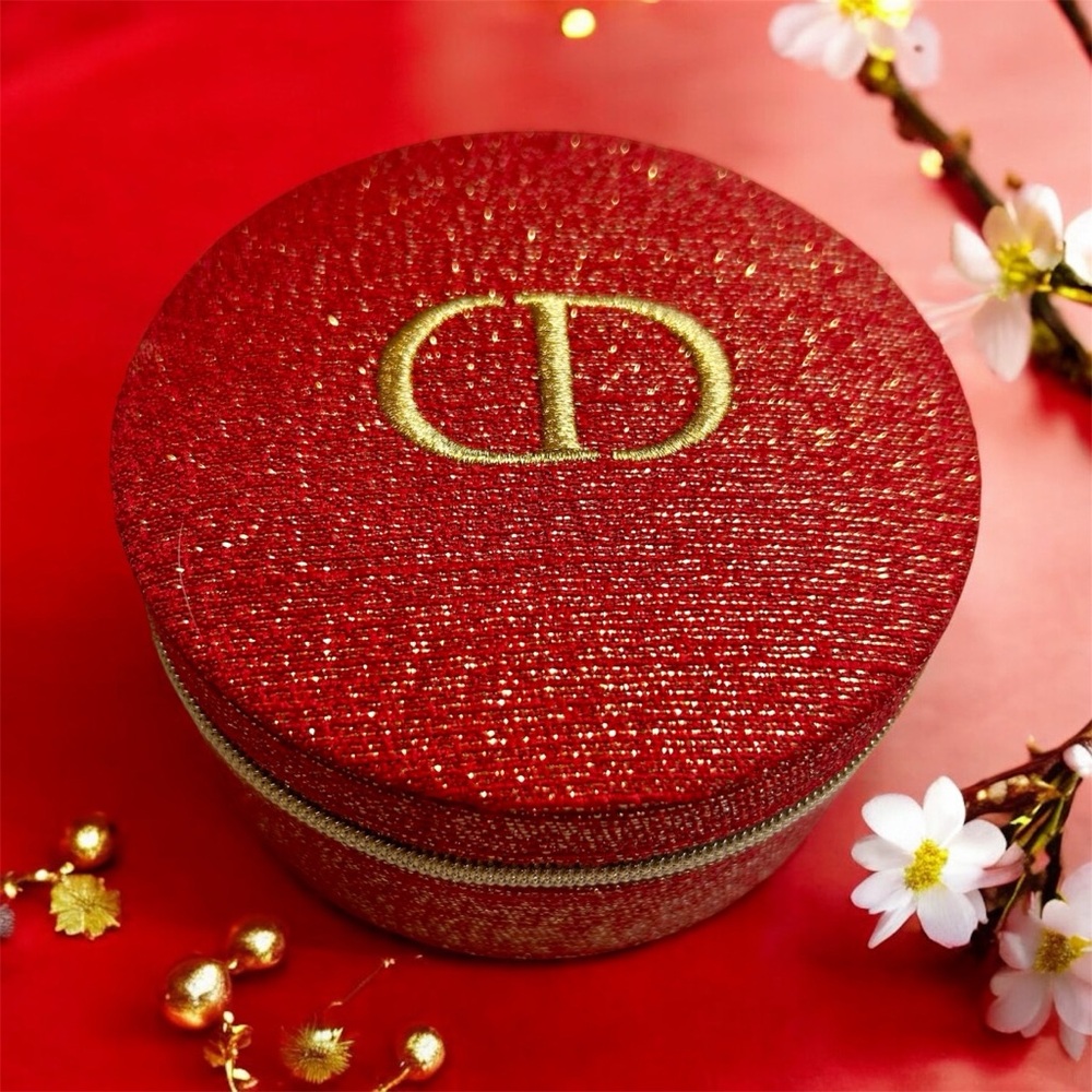 Dior AUTHENTIC Limited Edition Lunar New Year Red and Gold Shimmer Jewelry Case